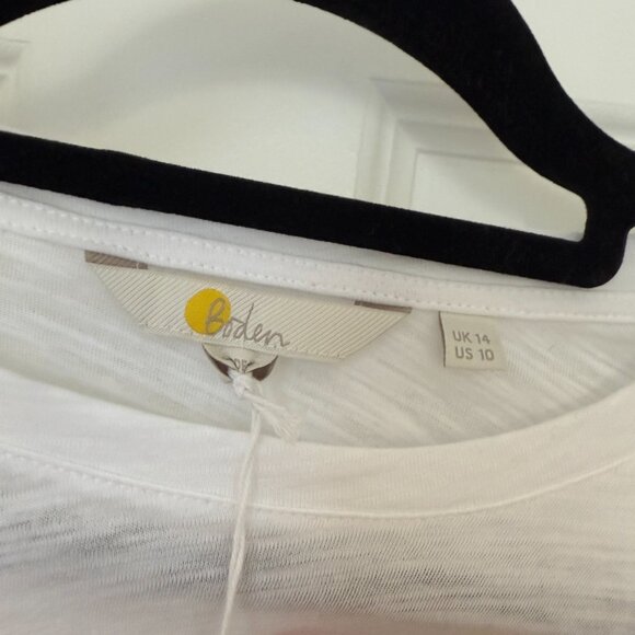 Boden Womens White Smocked Bodice Cotton Puff Sleeve Cropped Top Size Large - Picture 3 of 8